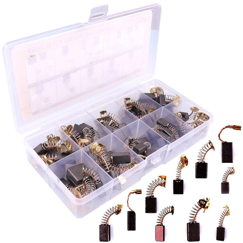 HKATOPS Universal 48Pcs Carbon Motor Brush Set (10 Sizes), Electric Motor Brushes, Power Tools Replacement Parts Fit for Carbon Brush Motors,Circular Saws,Wood Saws,Electric Drills, Angle Grinders - Image 1